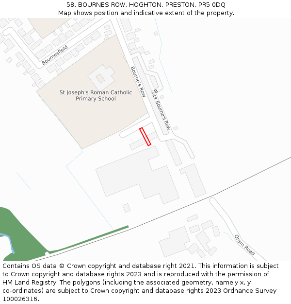 58, BOURNES ROW, HOGHTON, PRESTON, PR5 0DQ: Location map and indicative extent of plot