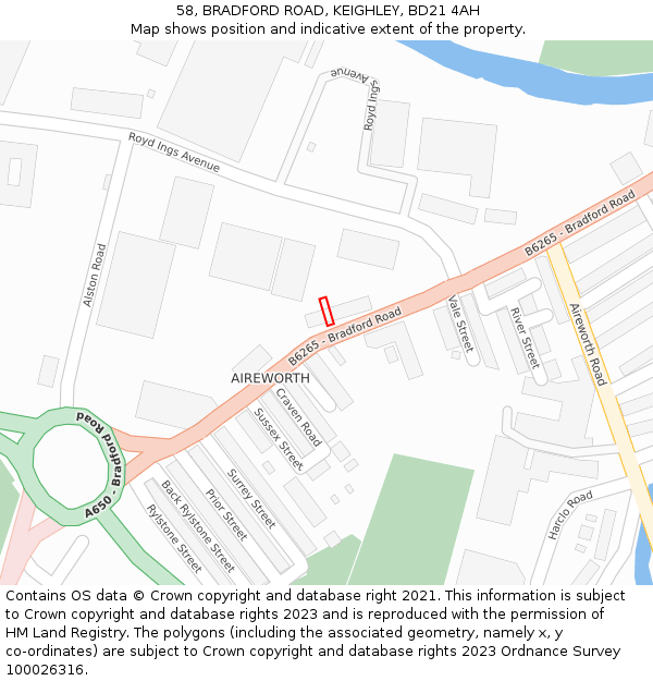 58, BRADFORD ROAD, KEIGHLEY, BD21 4AH: Location map and indicative extent of plot