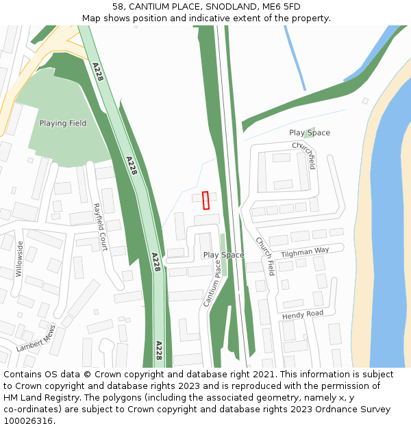 58, CANTIUM PLACE, SNODLAND, ME6 5FD: Location map and indicative extent of plot