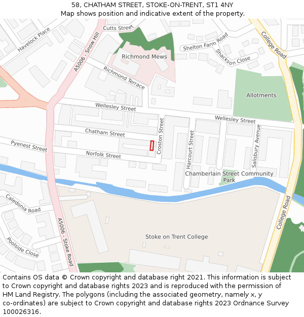 58, CHATHAM STREET, STOKE-ON-TRENT, ST1 4NY: Location map and indicative extent of plot