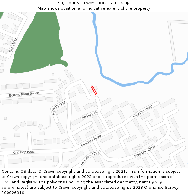 58, DARENTH WAY, HORLEY, RH6 8JZ: Location map and indicative extent of plot