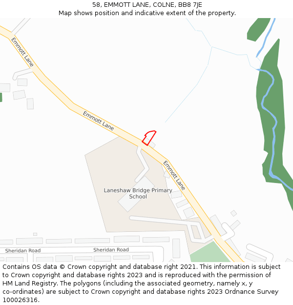 58, EMMOTT LANE, COLNE, BB8 7JE: Location map and indicative extent of plot