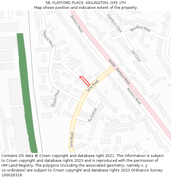 58, FLATFORD PLACE, KIDLINGTON, OX5 1TH: Location map and indicative extent of plot