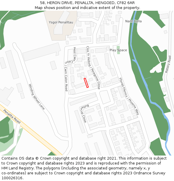 58, HERON DRIVE, PENALLTA, HENGOED, CF82 6AR: Location map and indicative extent of plot