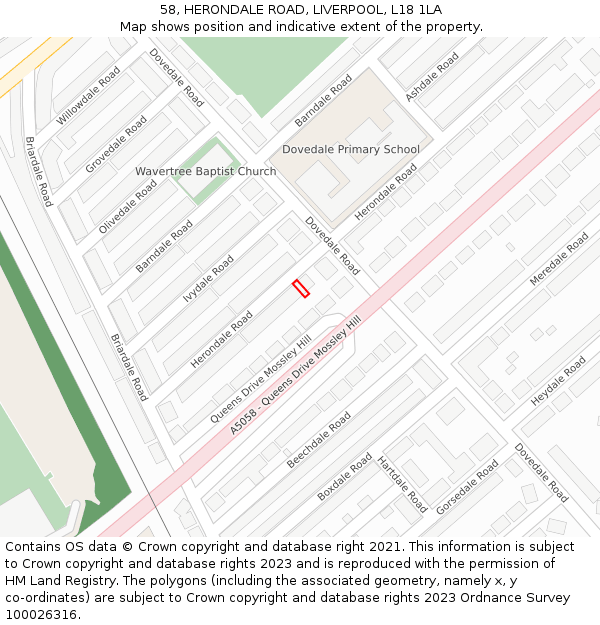 58, HERONDALE ROAD, LIVERPOOL, L18 1LA: Location map and indicative extent of plot