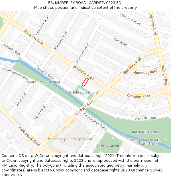 58, KIMBERLEY ROAD, CARDIFF, CF23 5DL: Location map and indicative extent of plot