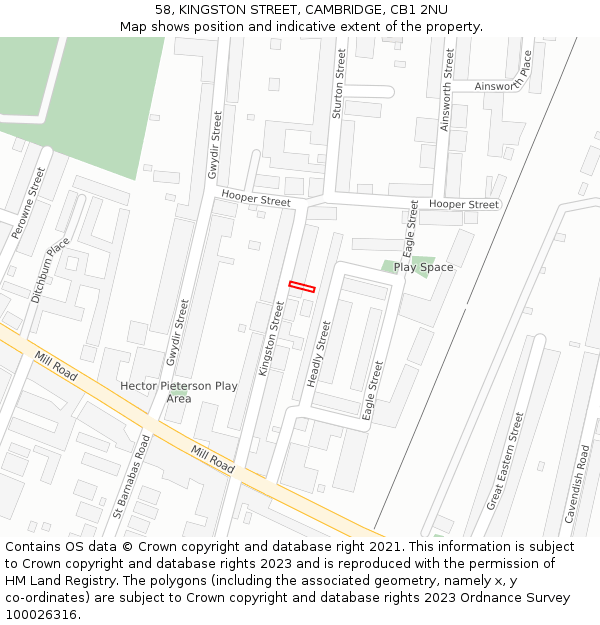 58, KINGSTON STREET, CAMBRIDGE, CB1 2NU: Location map and indicative extent of plot