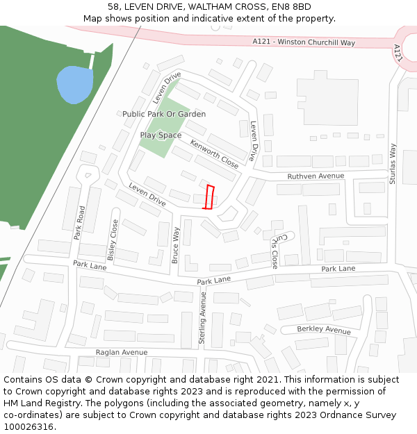 58, LEVEN DRIVE, WALTHAM CROSS, EN8 8BD: Location map and indicative extent of plot