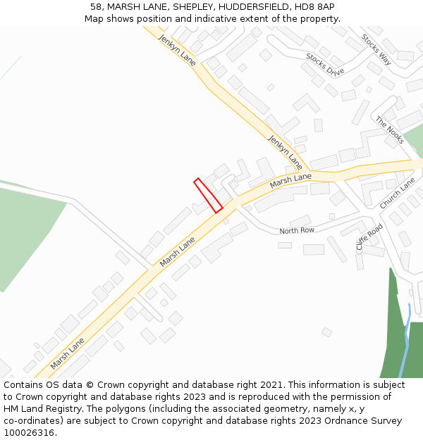 58, MARSH LANE, SHEPLEY, HUDDERSFIELD, HD8 8AP: Location map and indicative extent of plot