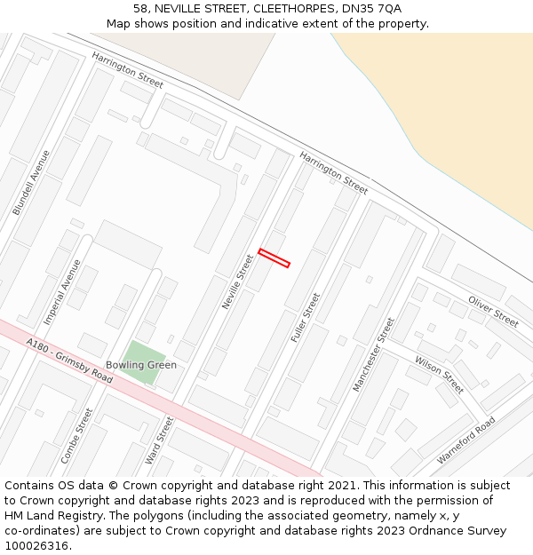 58, NEVILLE STREET, CLEETHORPES, DN35 7QA: Location map and indicative extent of plot