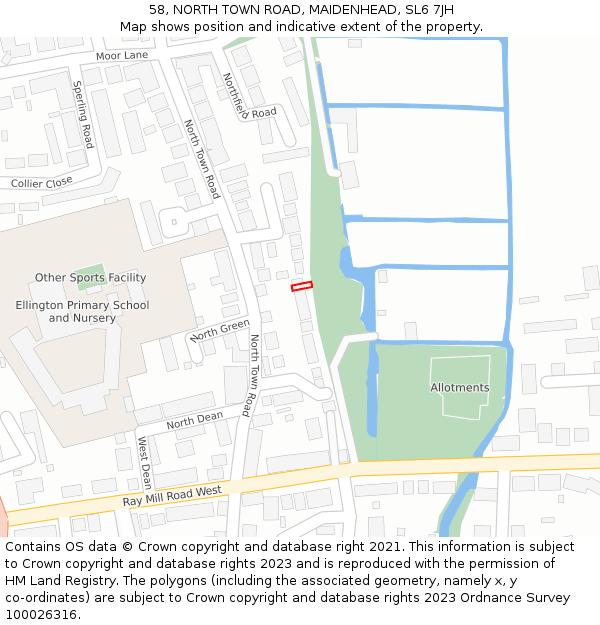 58, NORTH TOWN ROAD, MAIDENHEAD, SL6 7JH: Location map and indicative extent of plot