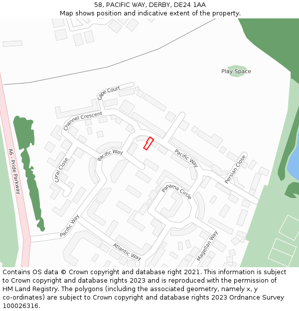 58, PACIFIC WAY, DERBY, DE24 1AA: Location map and indicative extent of plot