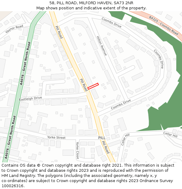 58, PILL ROAD, MILFORD HAVEN, SA73 2NR: Location map and indicative extent of plot