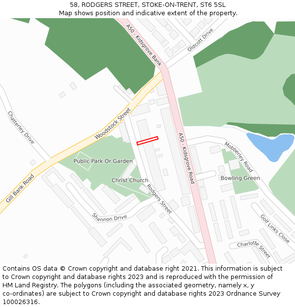58, RODGERS STREET, STOKE-ON-TRENT, ST6 5SL: Location map and indicative extent of plot