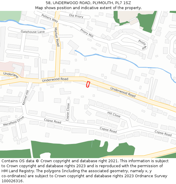 58, UNDERWOOD ROAD, PLYMOUTH, PL7 1SZ: Location map and indicative extent of plot