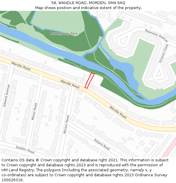58, WANDLE ROAD, MORDEN, SM4 6AQ: Location map and indicative extent of plot