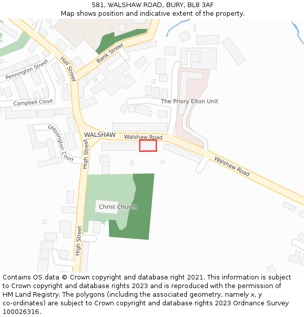 581, WALSHAW ROAD, BURY, BL8 3AF: Location map and indicative extent of plot