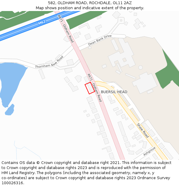 582, OLDHAM ROAD, ROCHDALE, OL11 2AZ: Location map and indicative extent of plot