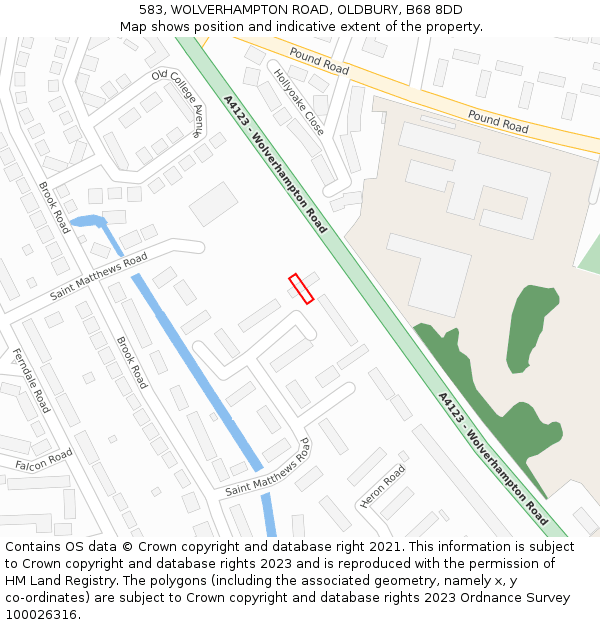 583, WOLVERHAMPTON ROAD, OLDBURY, B68 8DD: Location map and indicative extent of plot