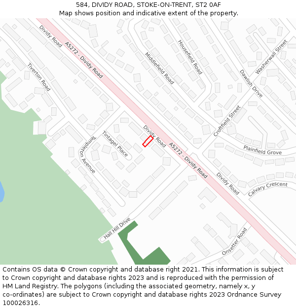 584, DIVIDY ROAD, STOKE-ON-TRENT, ST2 0AF: Location map and indicative extent of plot