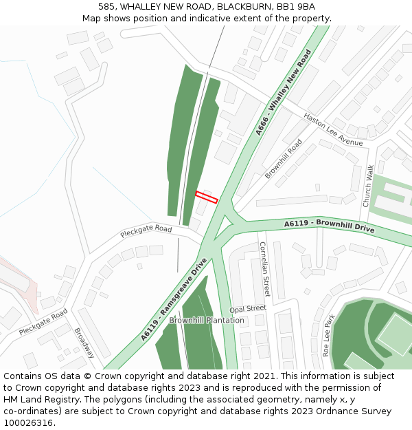 585, WHALLEY NEW ROAD, BLACKBURN, BB1 9BA: Location map and indicative extent of plot