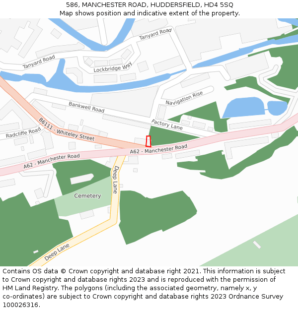 586, MANCHESTER ROAD, HUDDERSFIELD, HD4 5SQ: Location map and indicative extent of plot
