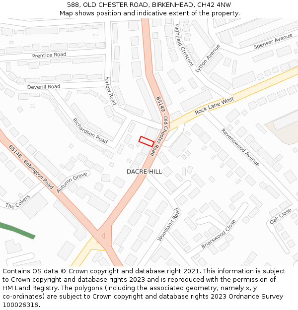 588, OLD CHESTER ROAD, BIRKENHEAD, CH42 4NW: Location map and indicative extent of plot