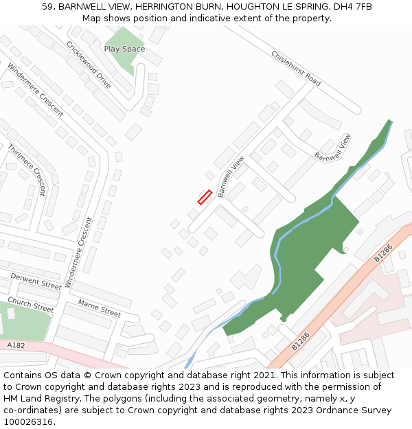 59, BARNWELL VIEW, HERRINGTON BURN, HOUGHTON LE SPRING, DH4 7FB: Location map and indicative extent of plot