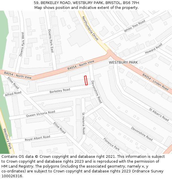 59, BERKELEY ROAD, WESTBURY PARK, BRISTOL, BS6 7PH: Location map and indicative extent of plot