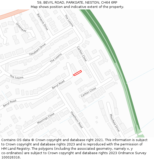 59, BEVYL ROAD, PARKGATE, NESTON, CH64 6RP: Location map and indicative extent of plot