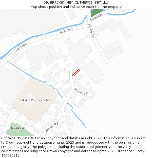 59, BRACKEN HEY, CLITHEROE, BB7 1LW: Location map and indicative extent of plot