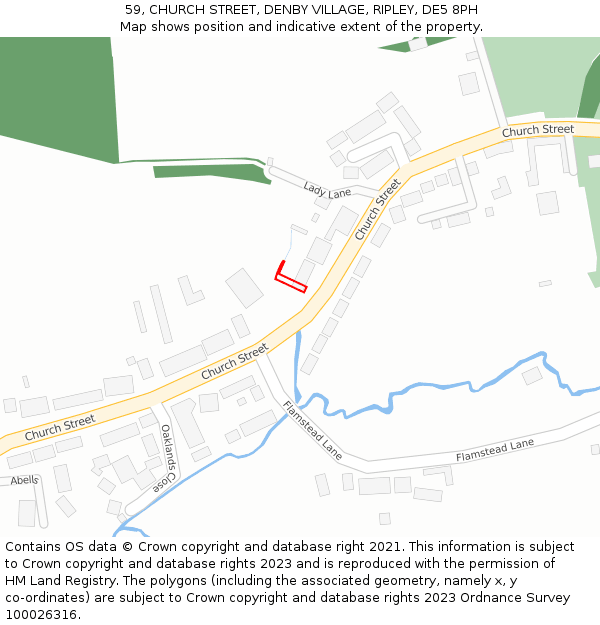 59, CHURCH STREET, DENBY VILLAGE, RIPLEY, DE5 8PH: Location map and indicative extent of plot