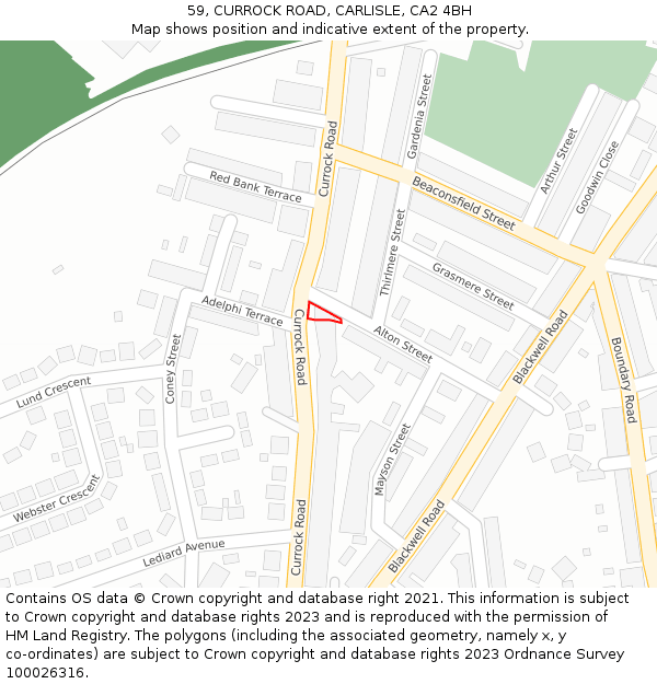 59, CURROCK ROAD, CARLISLE, CA2 4BH: Location map and indicative extent of plot