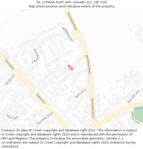 59, CYPRIAN RUST WAY, SOHAM, ELY, CB7 5ZE: Location map and indicative extent of plot