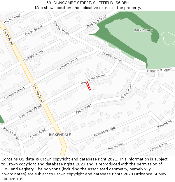 59, DUNCOMBE STREET, SHEFFIELD, S6 3RH: Location map and indicative extent of plot