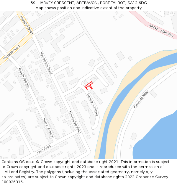 59, HARVEY CRESCENT, ABERAVON, PORT TALBOT, SA12 6DG: Location map and indicative extent of plot