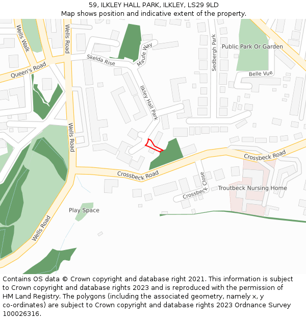 59, ILKLEY HALL PARK, ILKLEY, LS29 9LD: Location map and indicative extent of plot