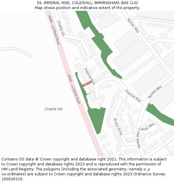 59, IMPERIAL RISE, COLESHILL, BIRMINGHAM, B46 1UG: Location map and indicative extent of plot