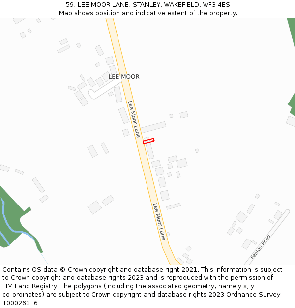 59, LEE MOOR LANE, STANLEY, WAKEFIELD, WF3 4ES: Location map and indicative extent of plot