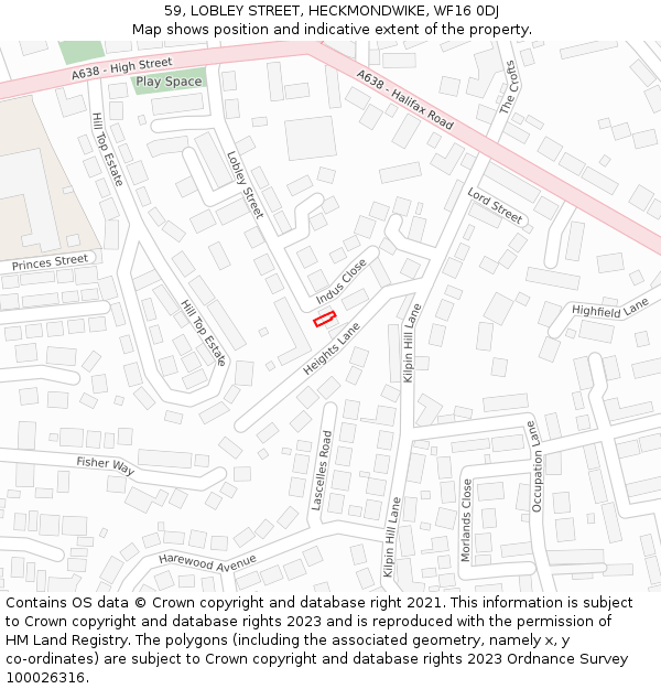 59, LOBLEY STREET, HECKMONDWIKE, WF16 0DJ: Location map and indicative extent of plot