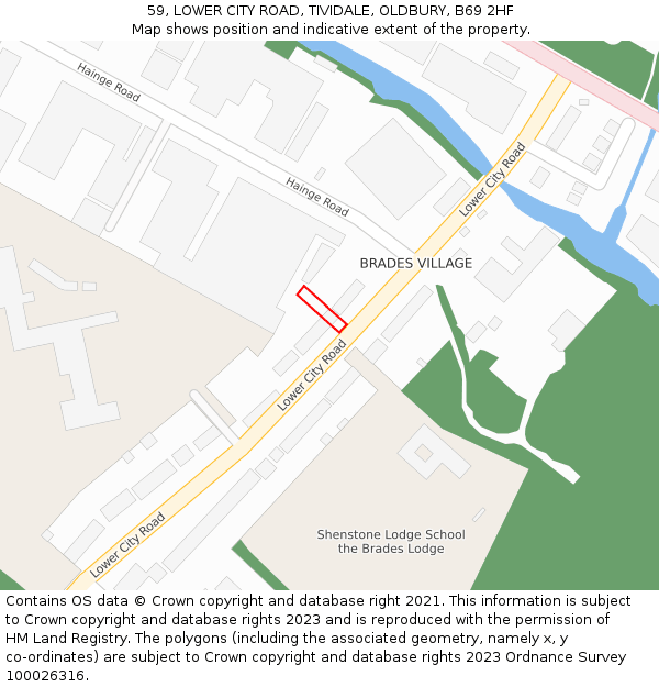 59, LOWER CITY ROAD, TIVIDALE, OLDBURY, B69 2HF: Location map and indicative extent of plot