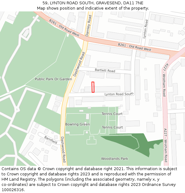 59, LYNTON ROAD SOUTH, GRAVESEND, DA11 7NE: Location map and indicative extent of plot
