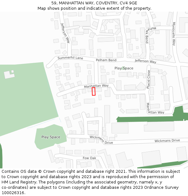 59, MANHATTAN WAY, COVENTRY, CV4 9GE: Location map and indicative extent of plot