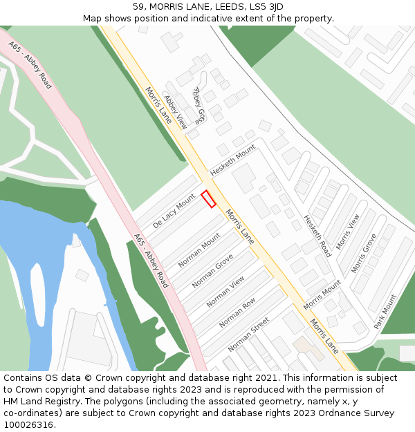 59, MORRIS LANE, LEEDS, LS5 3JD: Location map and indicative extent of plot
