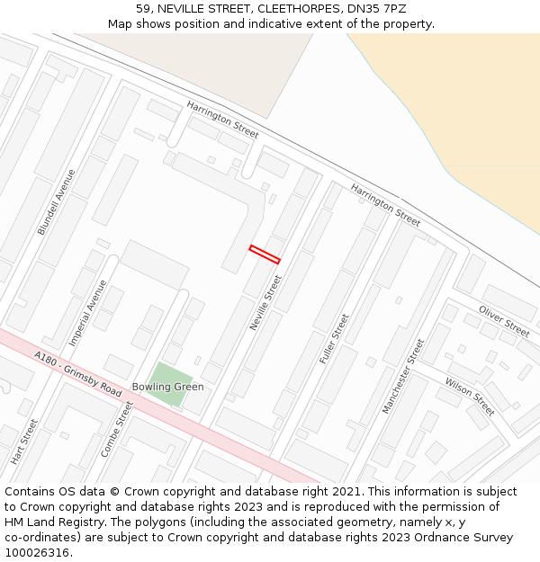 59, NEVILLE STREET, CLEETHORPES, DN35 7PZ: Location map and indicative extent of plot