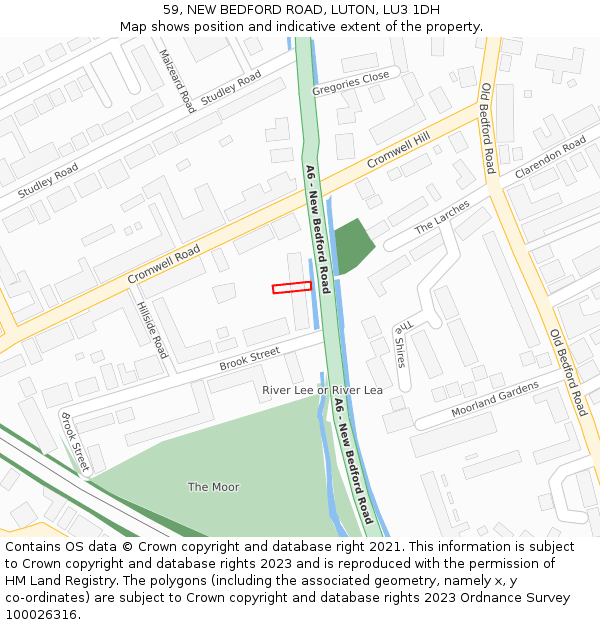59, NEW BEDFORD ROAD, LUTON, LU3 1DH: Location map and indicative extent of plot