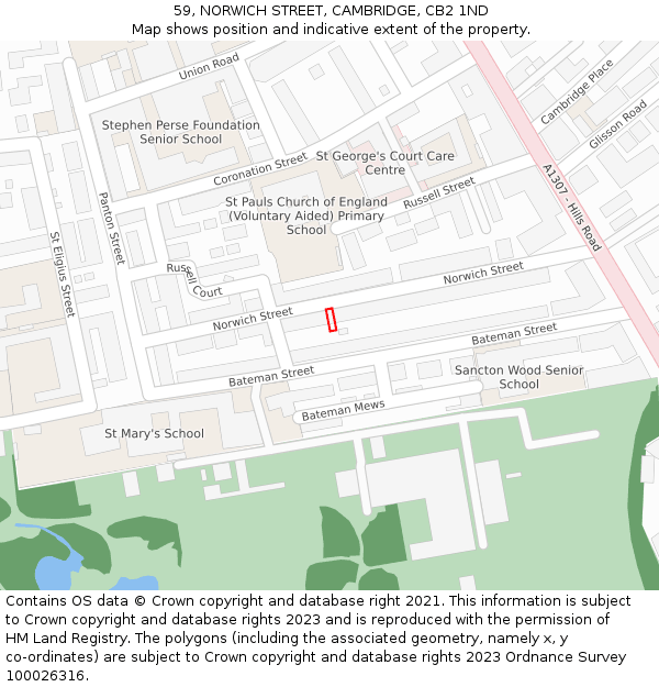 59, NORWICH STREET, CAMBRIDGE, CB2 1ND: Location map and indicative extent of plot