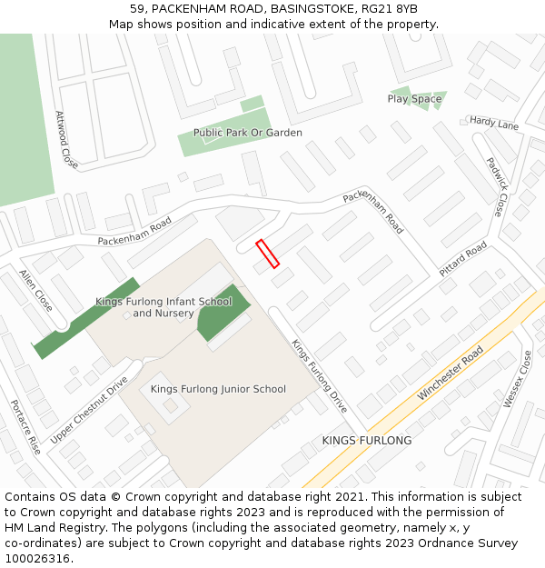 59, PACKENHAM ROAD, BASINGSTOKE, RG21 8YB: Location map and indicative extent of plot