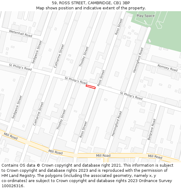 59, ROSS STREET, CAMBRIDGE, CB1 3BP: Location map and indicative extent of plot