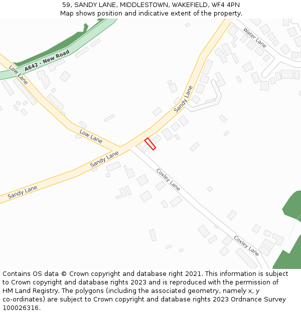 59, SANDY LANE, MIDDLESTOWN, WAKEFIELD, WF4 4PN: Location map and indicative extent of plot